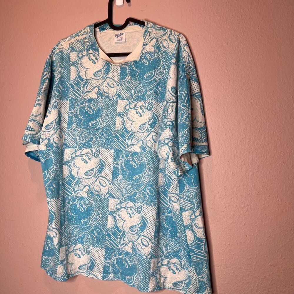 Vintage rare  90’s Mickey Mouse print all over sheen single stitch